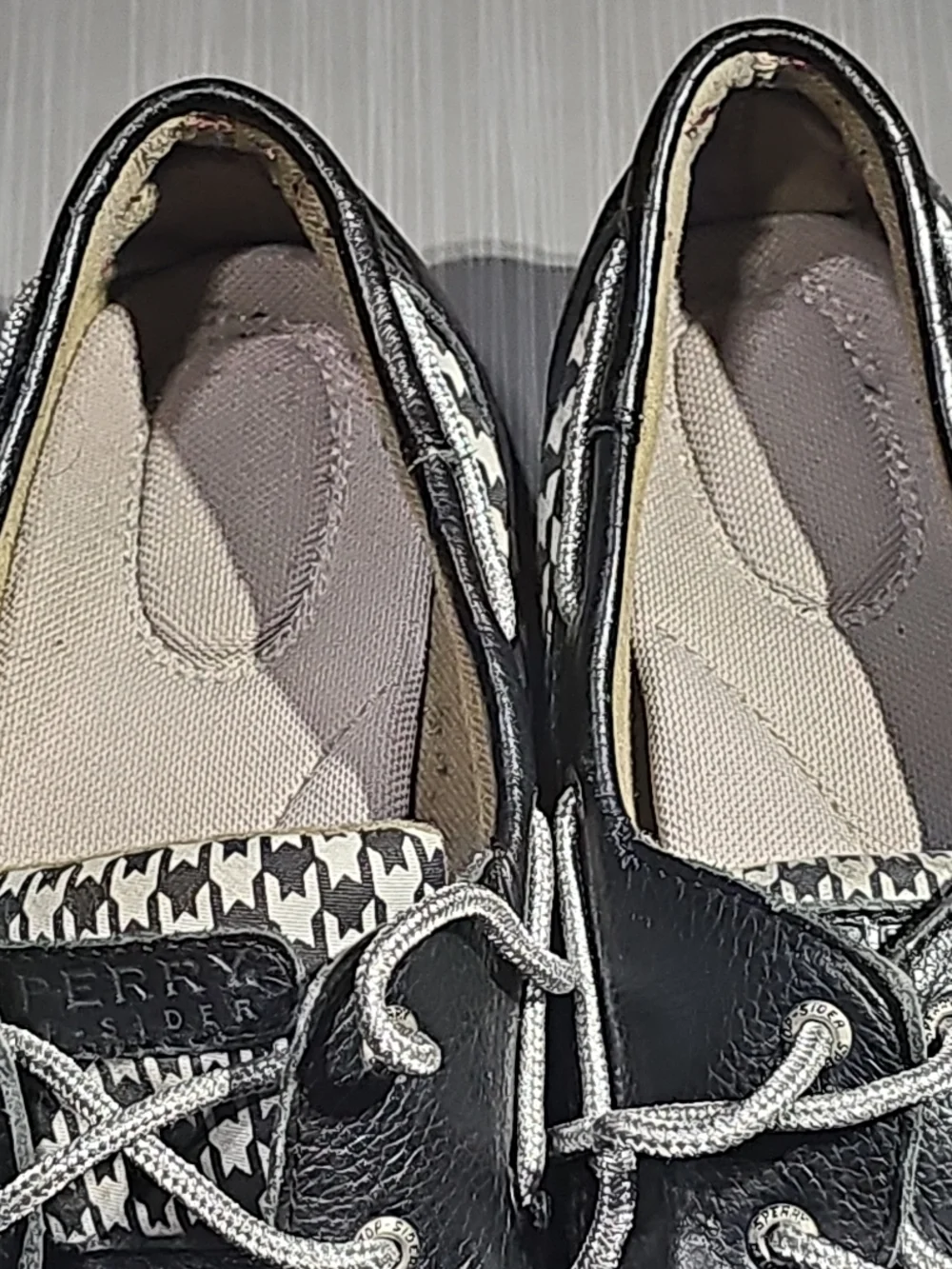 SPERRY Men's 11M Black/White/silverLeather Top Sider Boat Shoes 9773128 Fair‎
